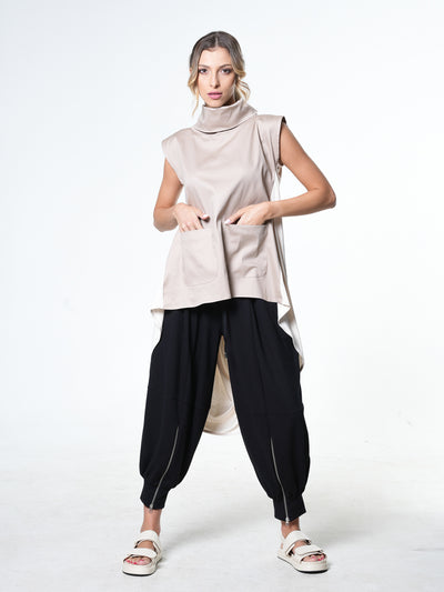 Asymmetric Tunic With Open Back In Beige