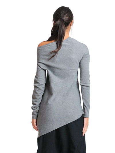 Open Shoulder Zipped Tunic In Gray