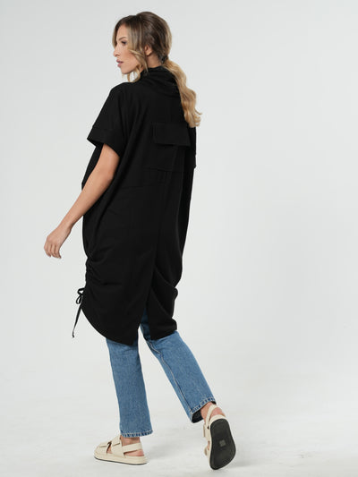 Extravagant Draped Black Tunic