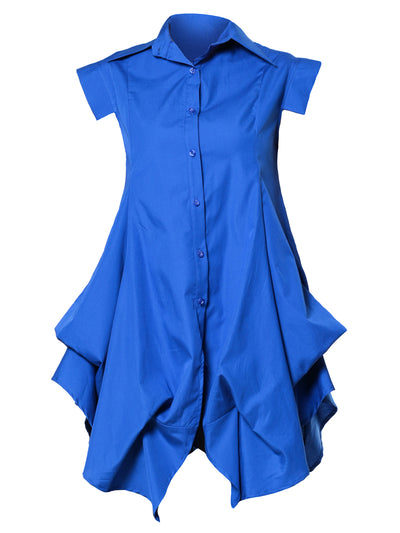 Extravagant Draped Tunic Shirt In Blue