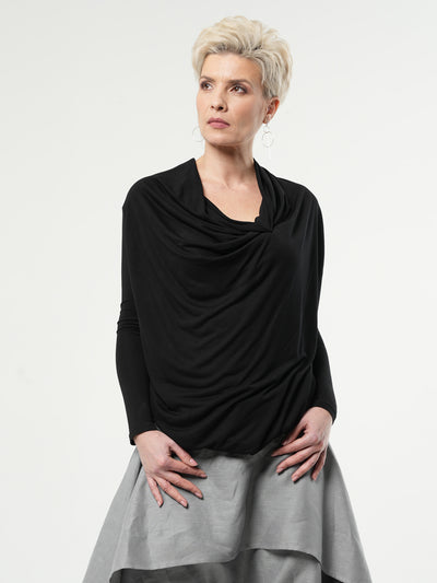 Long Sleeved Draped Top In Black