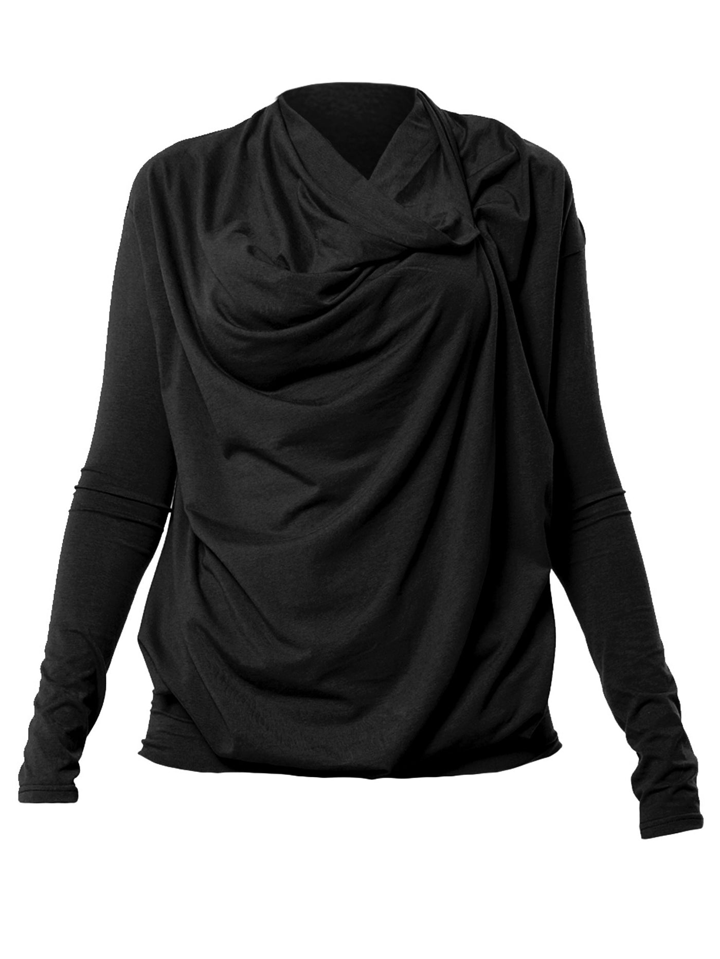 Long Sleeved Draped Top In Black