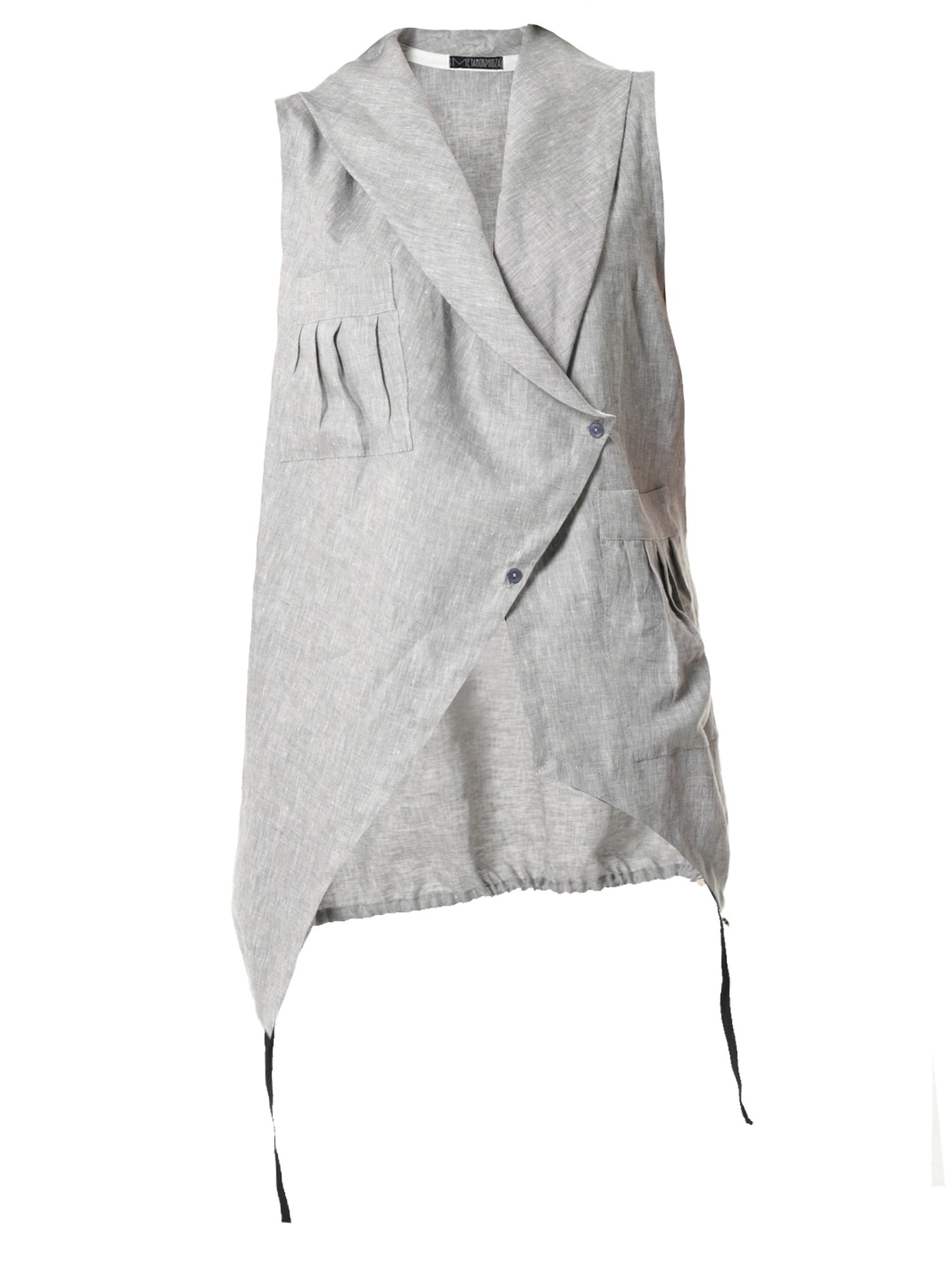 Asymmetric Linen Top In Gray