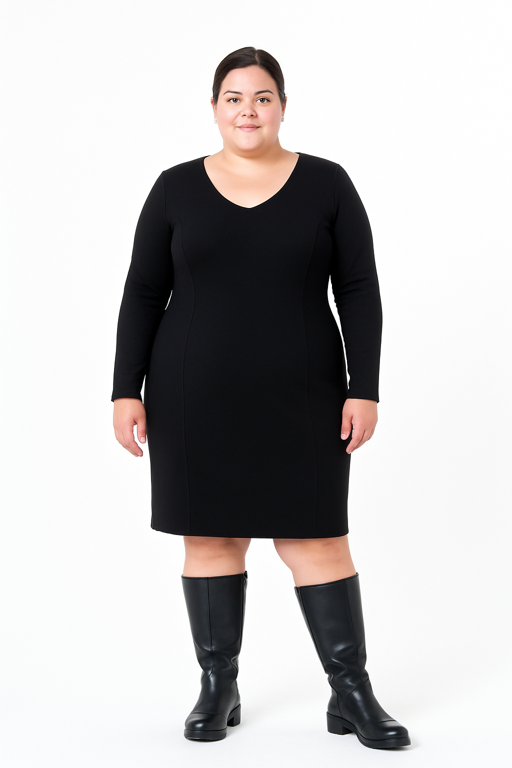 Long Sleeve Sheath Dress In Black
