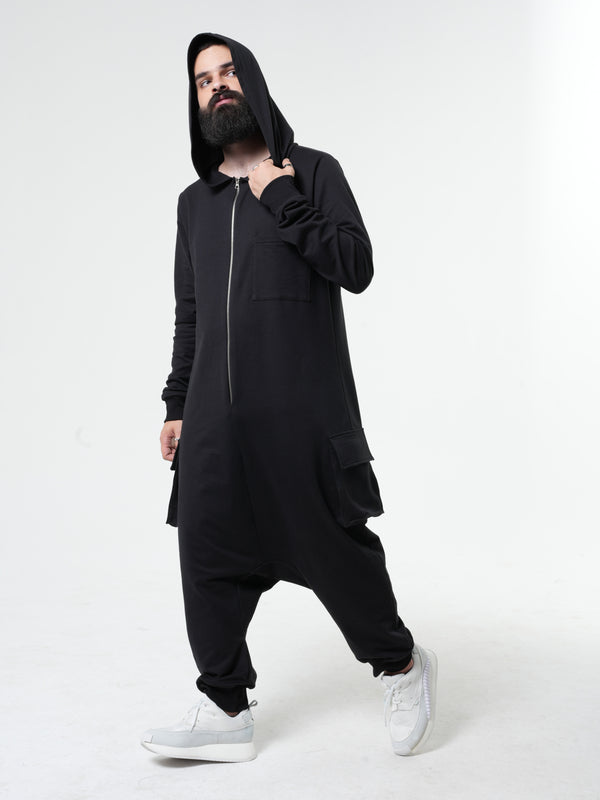 Black Hooded Jumpsuit