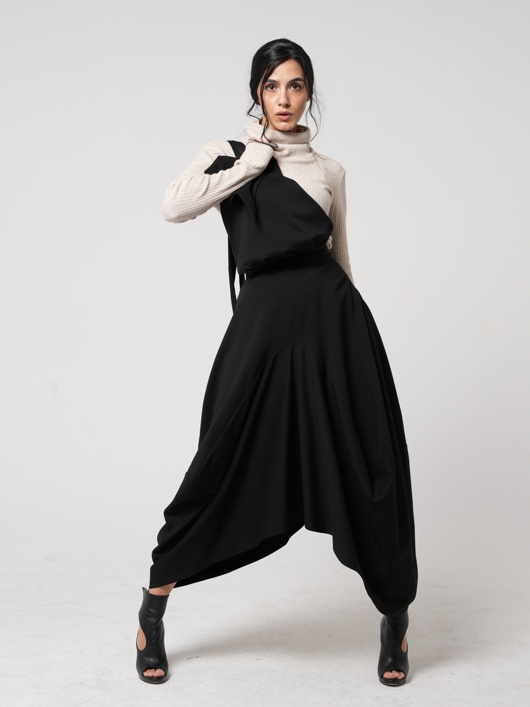 Asymmetric Black Skirt