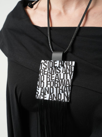 Oversize Necklace With Metallic Print