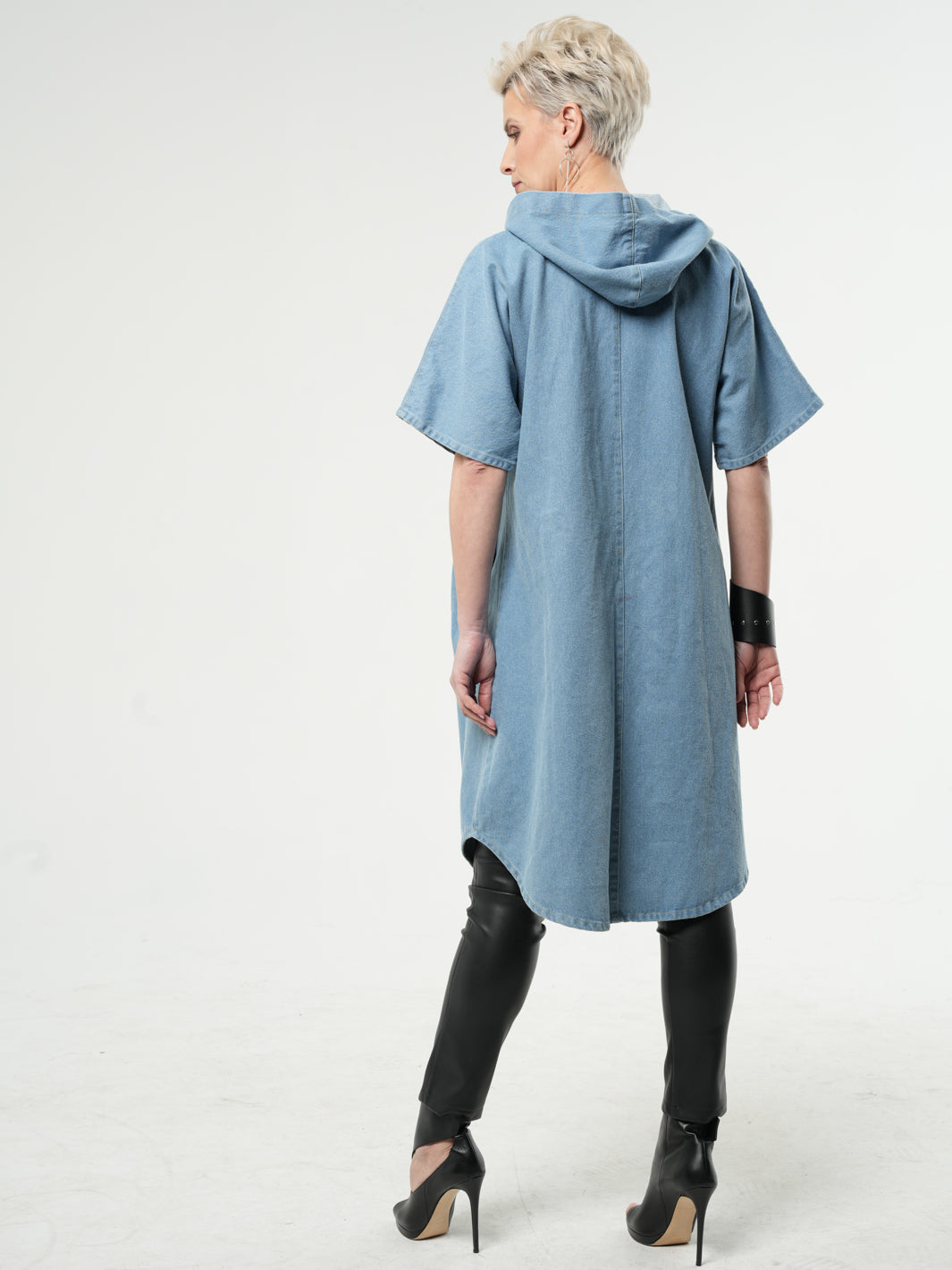 denim hooded dress Long sleeve hooded denim dress Rae Jeans