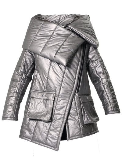 Large Collar Silver Puffer Jacket