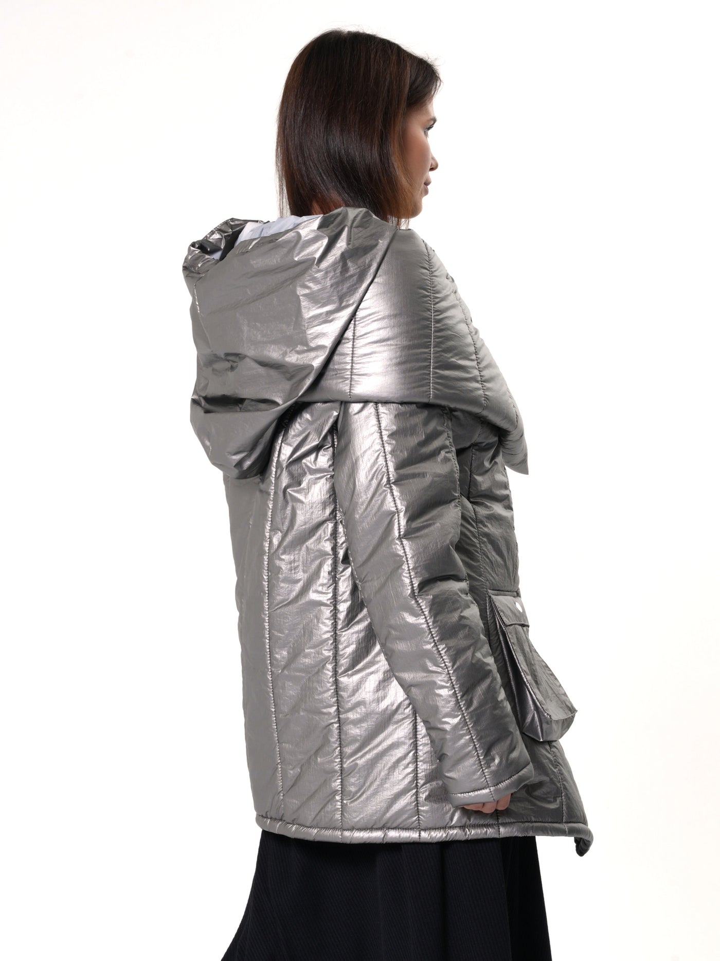 Large Collar Silver Puffer Jacket