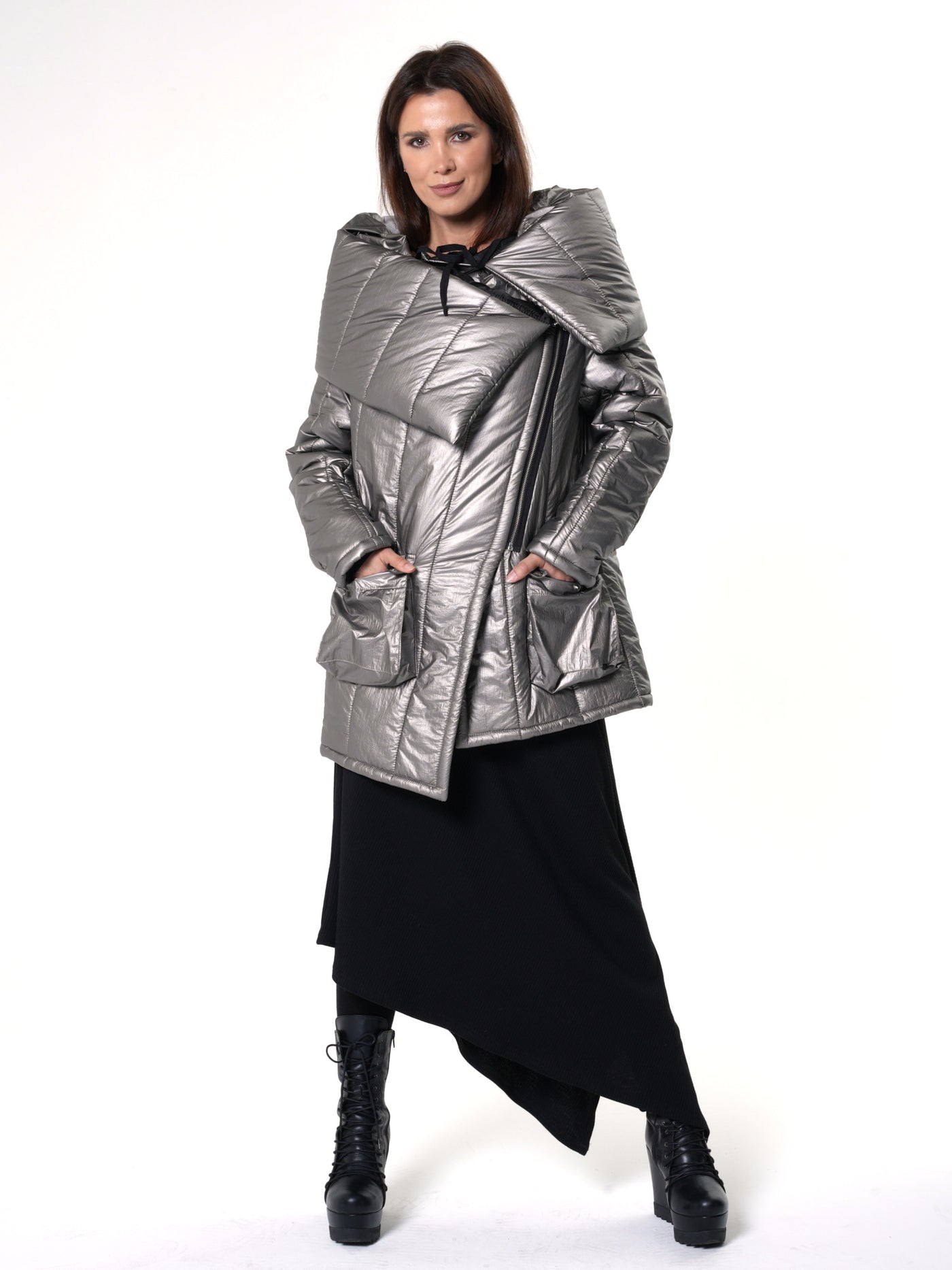 Large Collar Silver Puffer Jacket