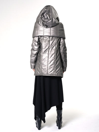 Large Collar Silver Puffer Jacket