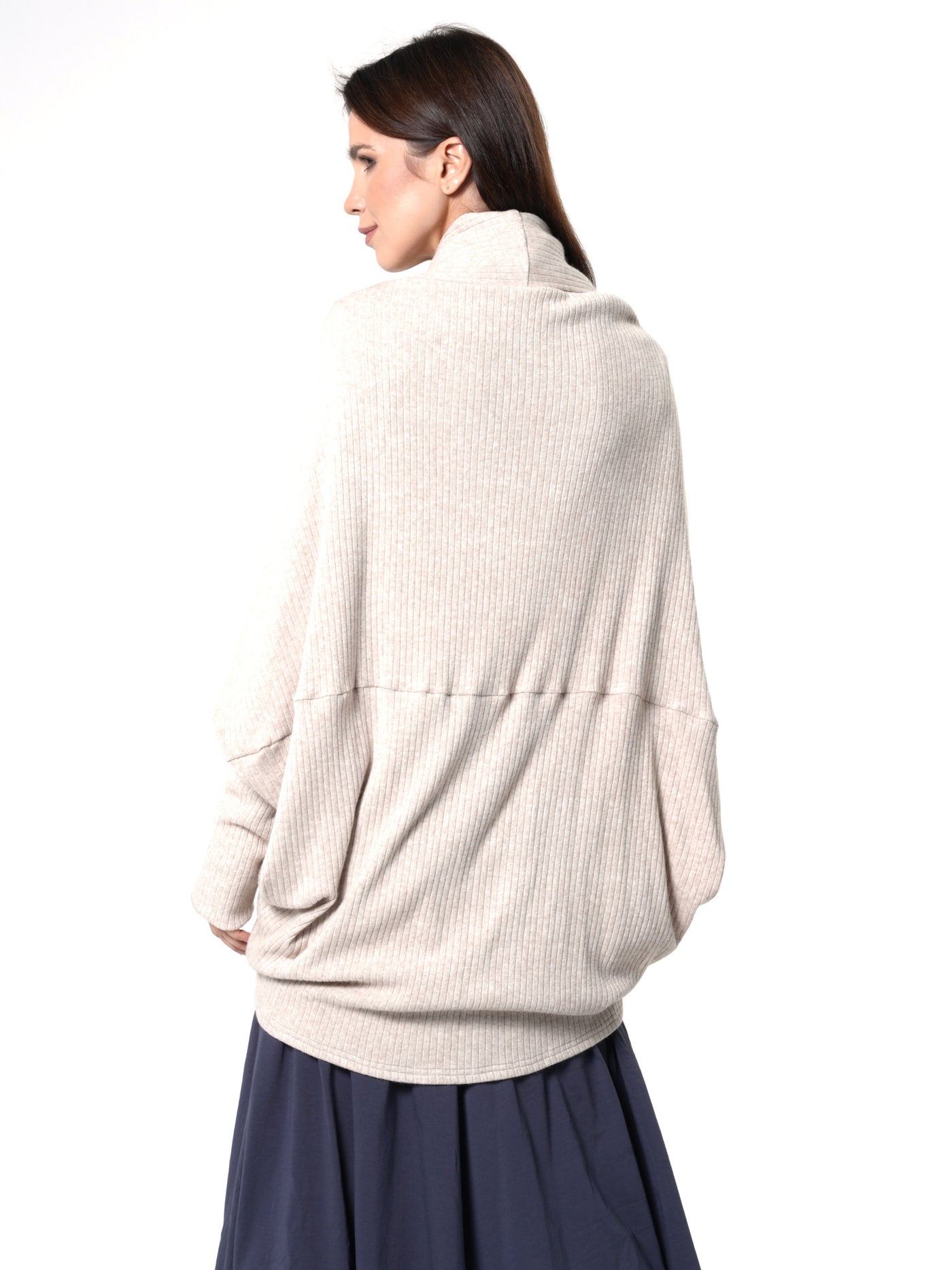 Extravagant Cardigan With Front Zipper In Beige