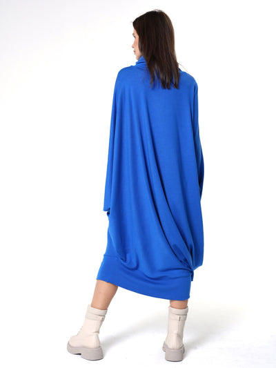 Soft Loose Turtleneck Dress In Royal Blue