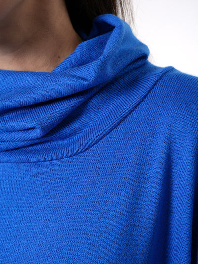 Soft Loose Turtleneck Dress In Royal Blue