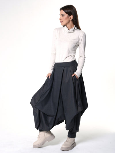 Draped Harem Pants In Dark Gray