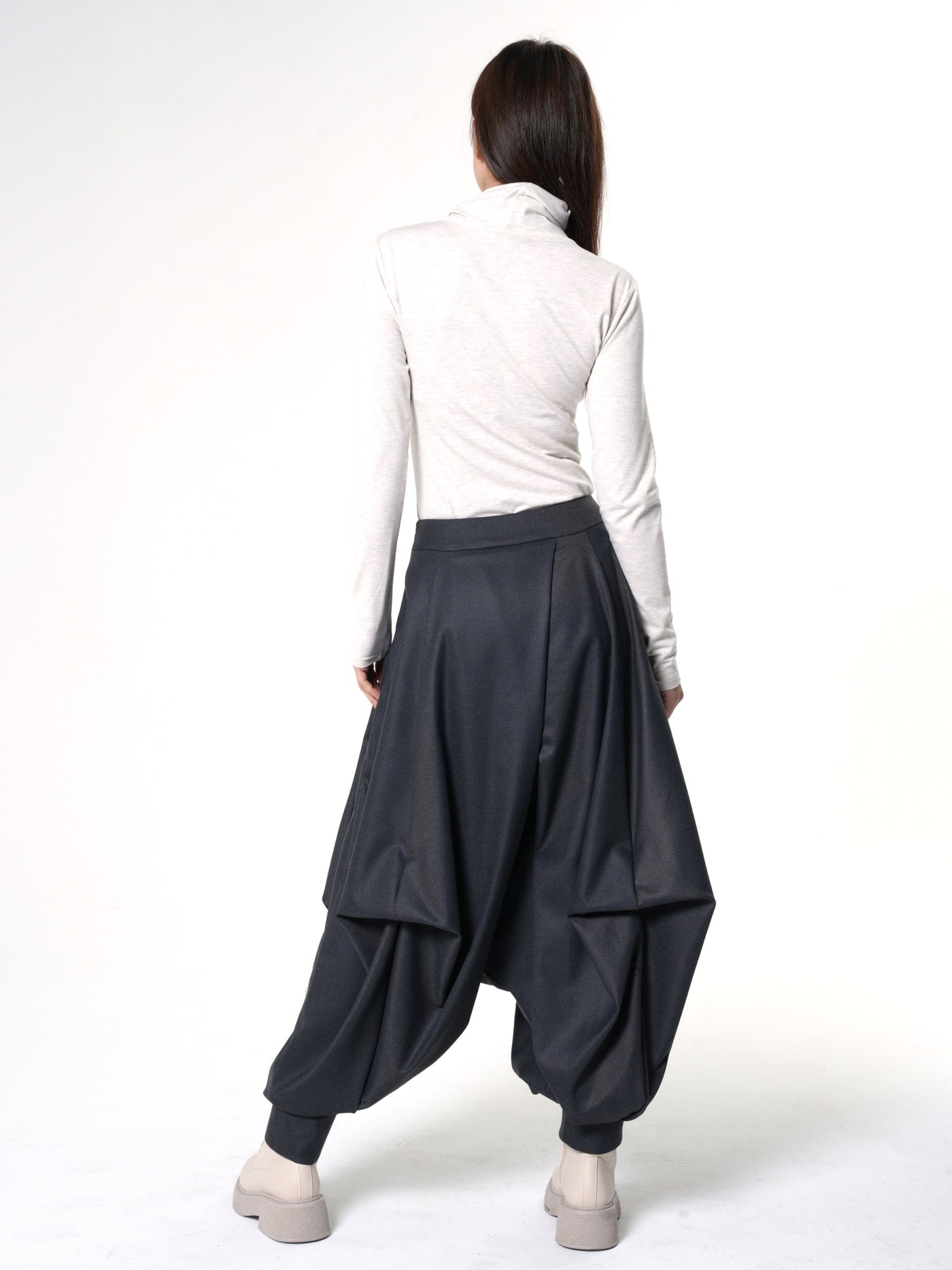 Draped Harem Pants In Dark Gray