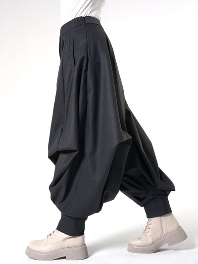 Draped Harem Pants In Dark Gray