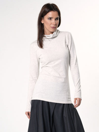 Casual Turtleneck Top In Ivory