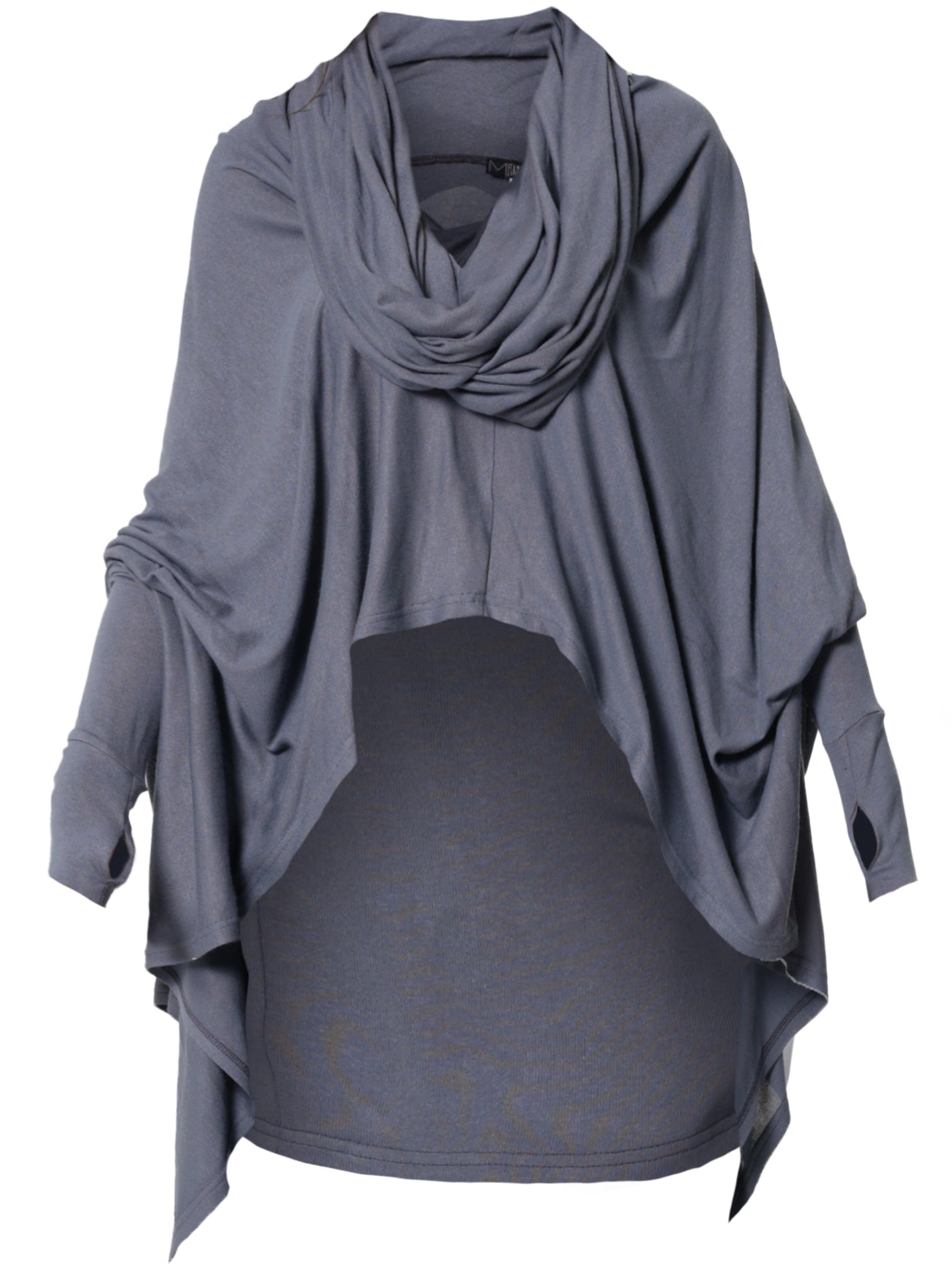 Extravagant Tunic With Scarf Collar In Gray