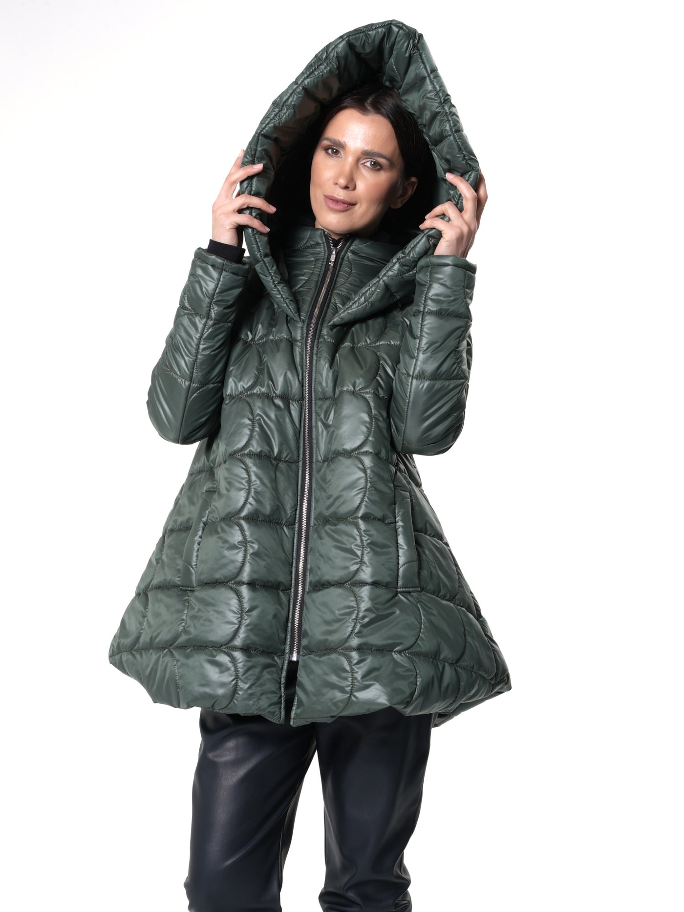 Green Quilted Coat With Hood