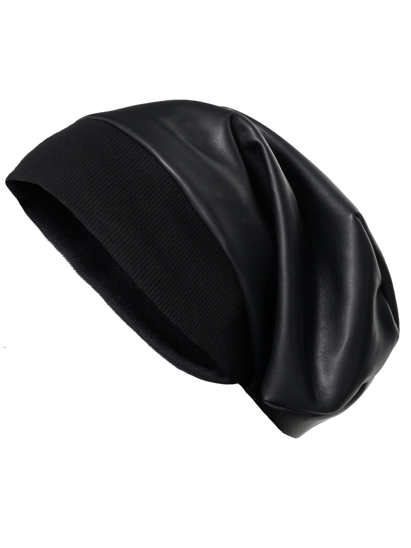 Eco-Leather Slouchy Beanie