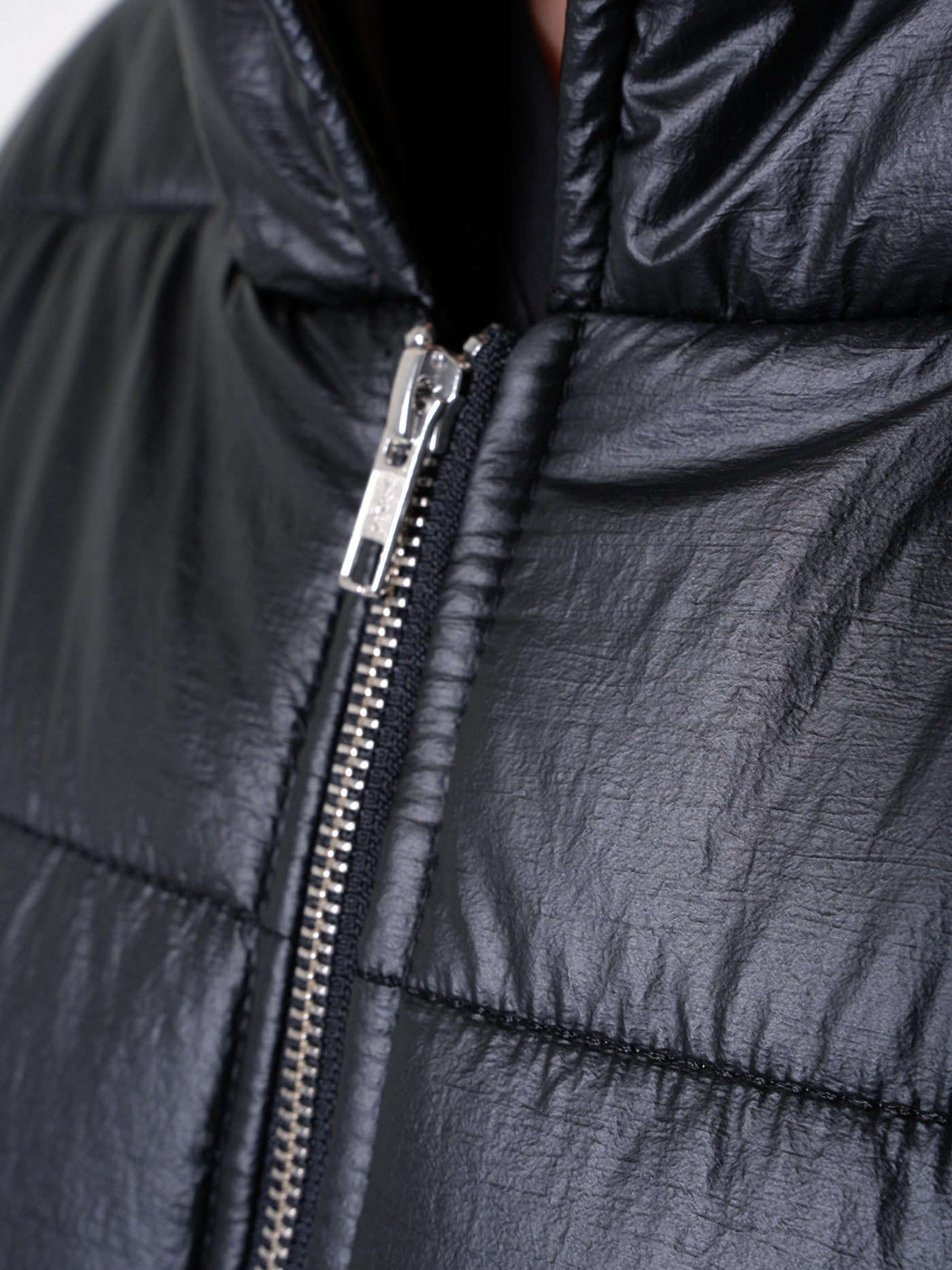 Long Black Puffer Jacket With Oversize Pockets