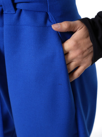 High-Waisted Paperbag Pants in Royal Blue