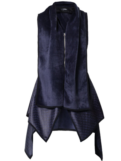 Embossed Suede Vest In Blue