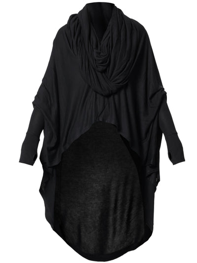 Extravagant Tunic With Scarf Collar In Black