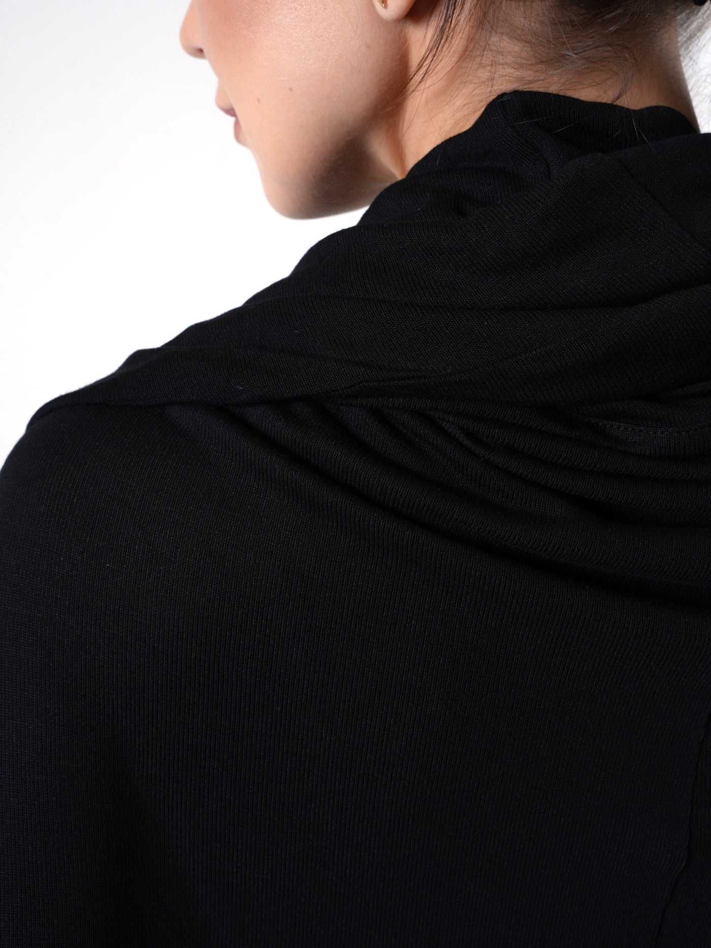 Extravagant Tunic With Scarf Collar In Black