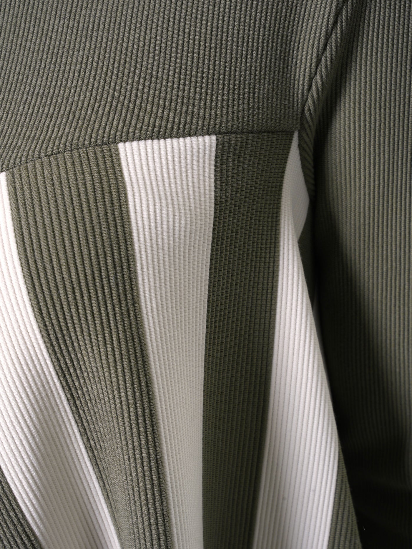 Asymmetric Striped Tunic In Khaki and White