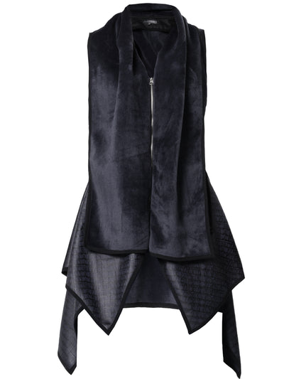 Embossed Suede Vest In Black