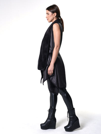 Embossed Suede Vest In Black