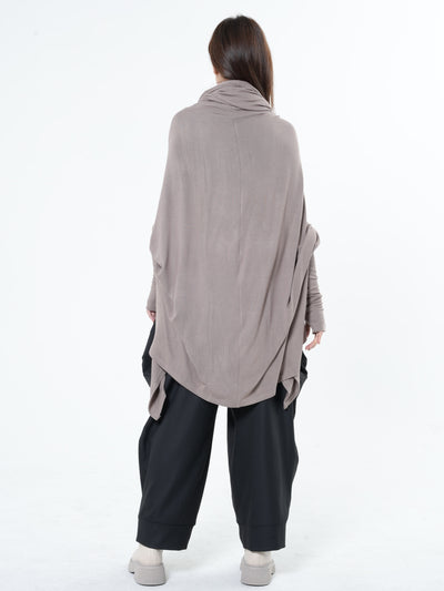 Extravagant Tunic With Scarf Collar In Mocha