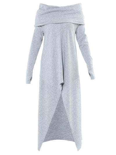 Soft Knitted Tunic In Light Grey