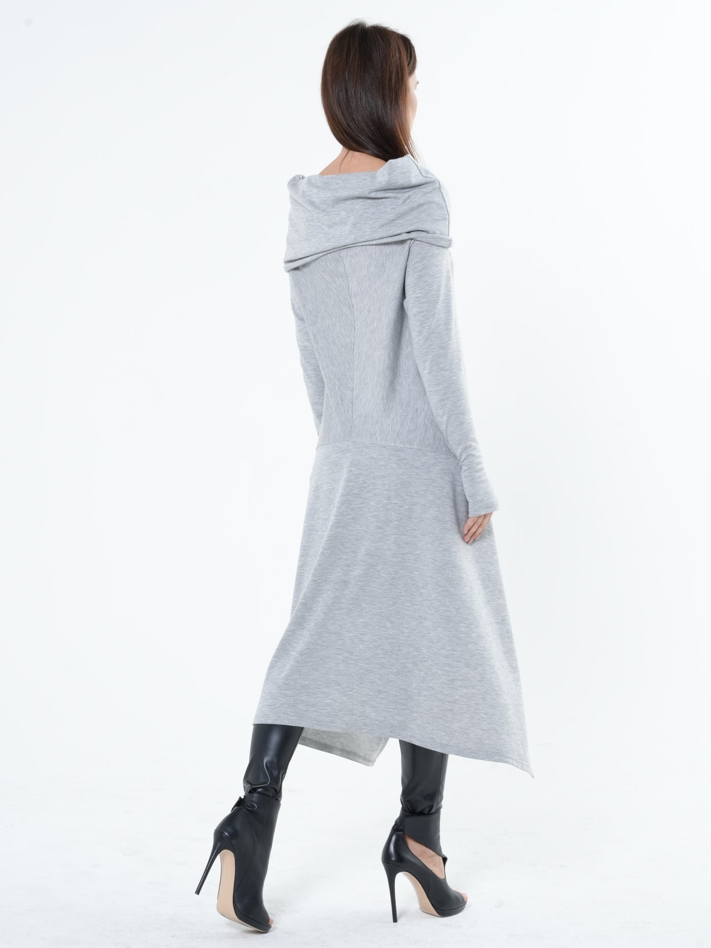 Soft Knitted Tunic In Light Grey