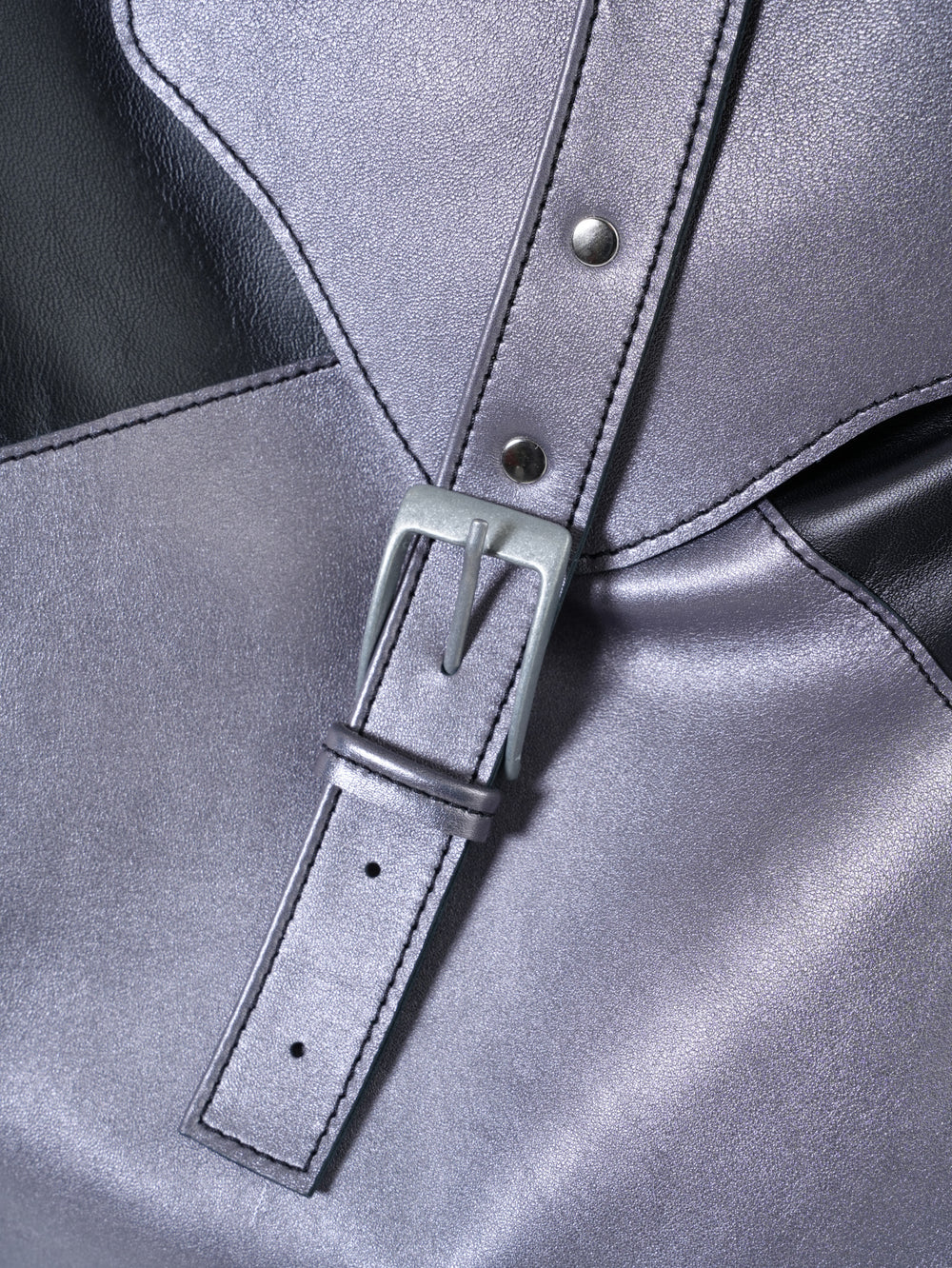 Echtleder-Einkaufstasche in Silber