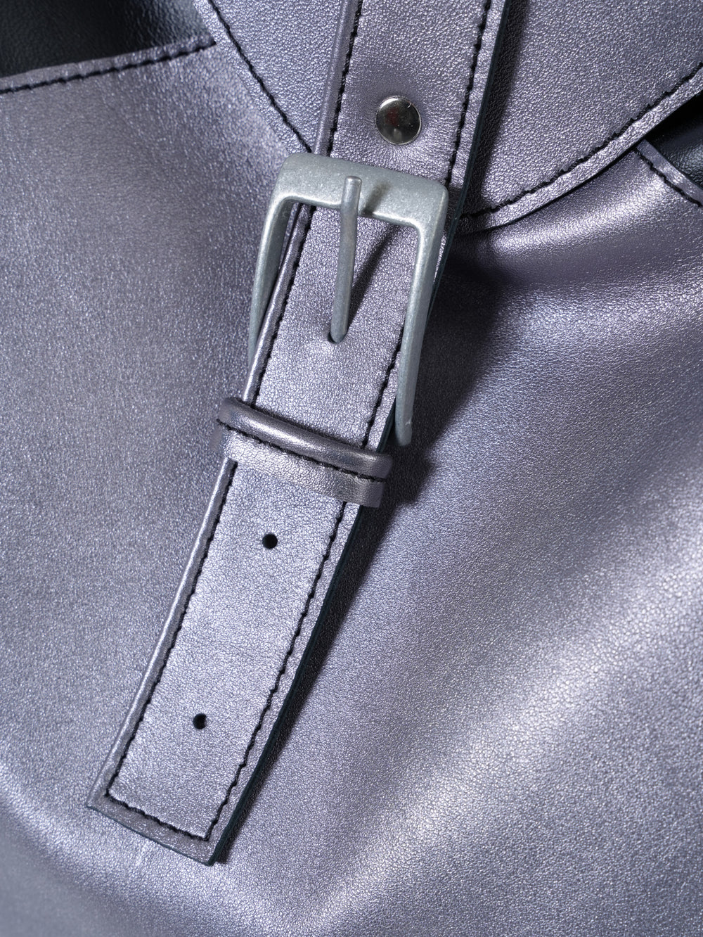 Echtleder-Einkaufstasche in Silber