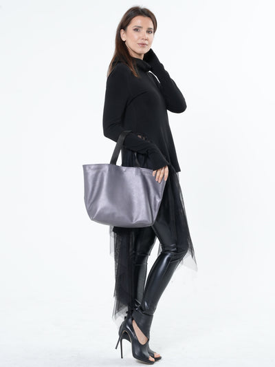 Silver Leather Handbag