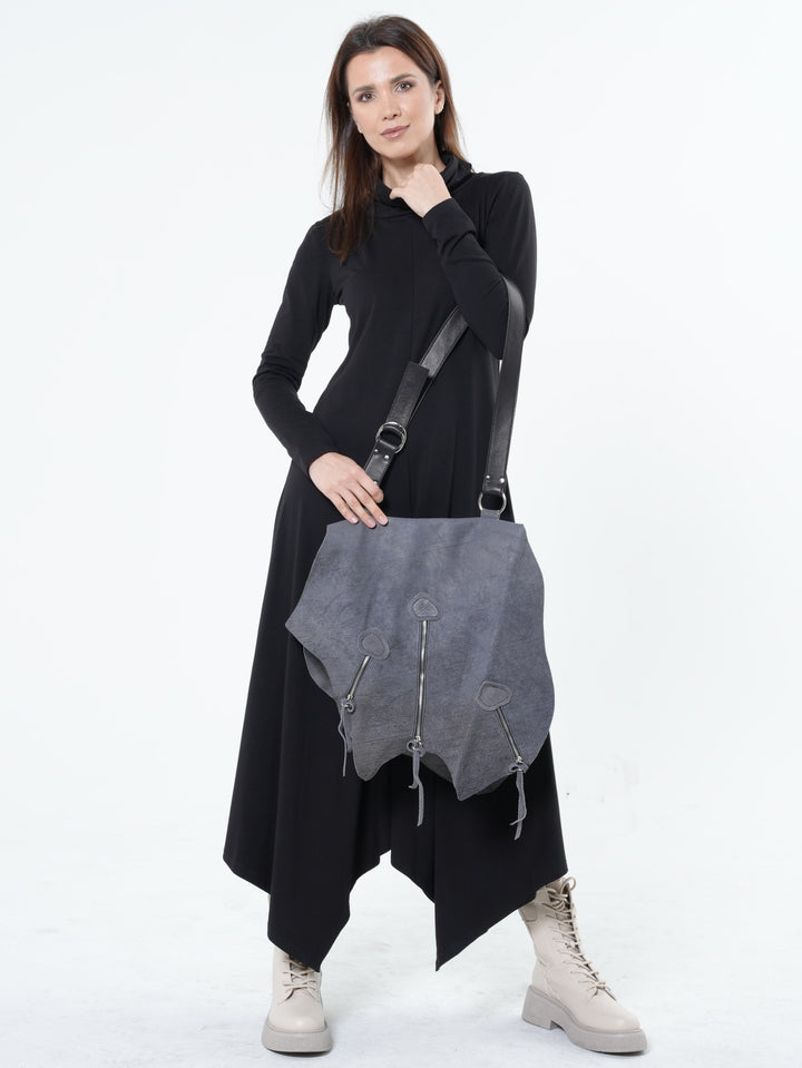 Asymmetric Leather Flap Bag – Metamorphoza