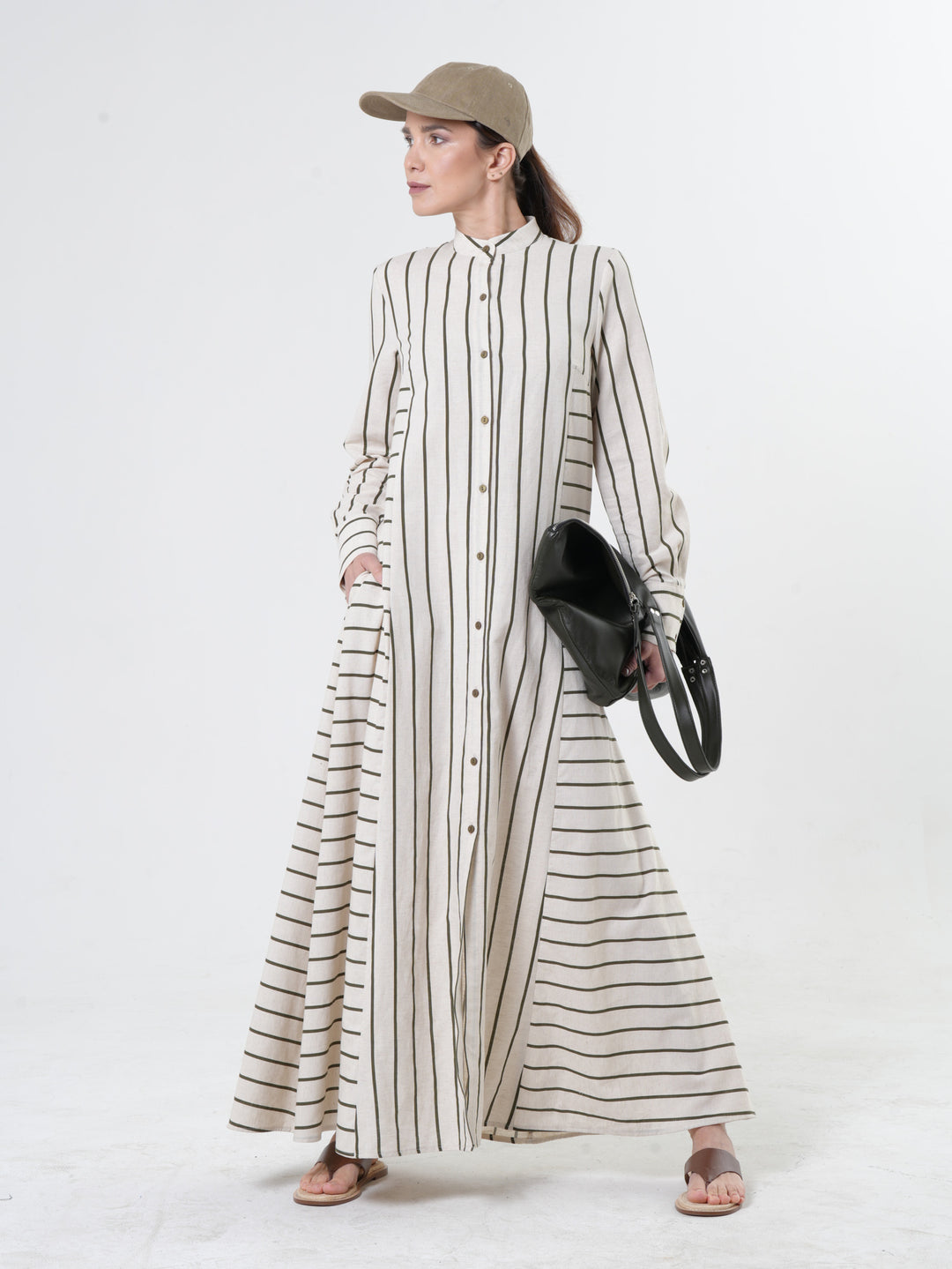 fitted lace wedding dress Maxi Linen Dress on Khaki Stripes