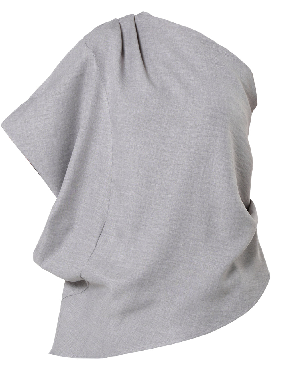 Asymmetric Open Shoulder Top In Gray