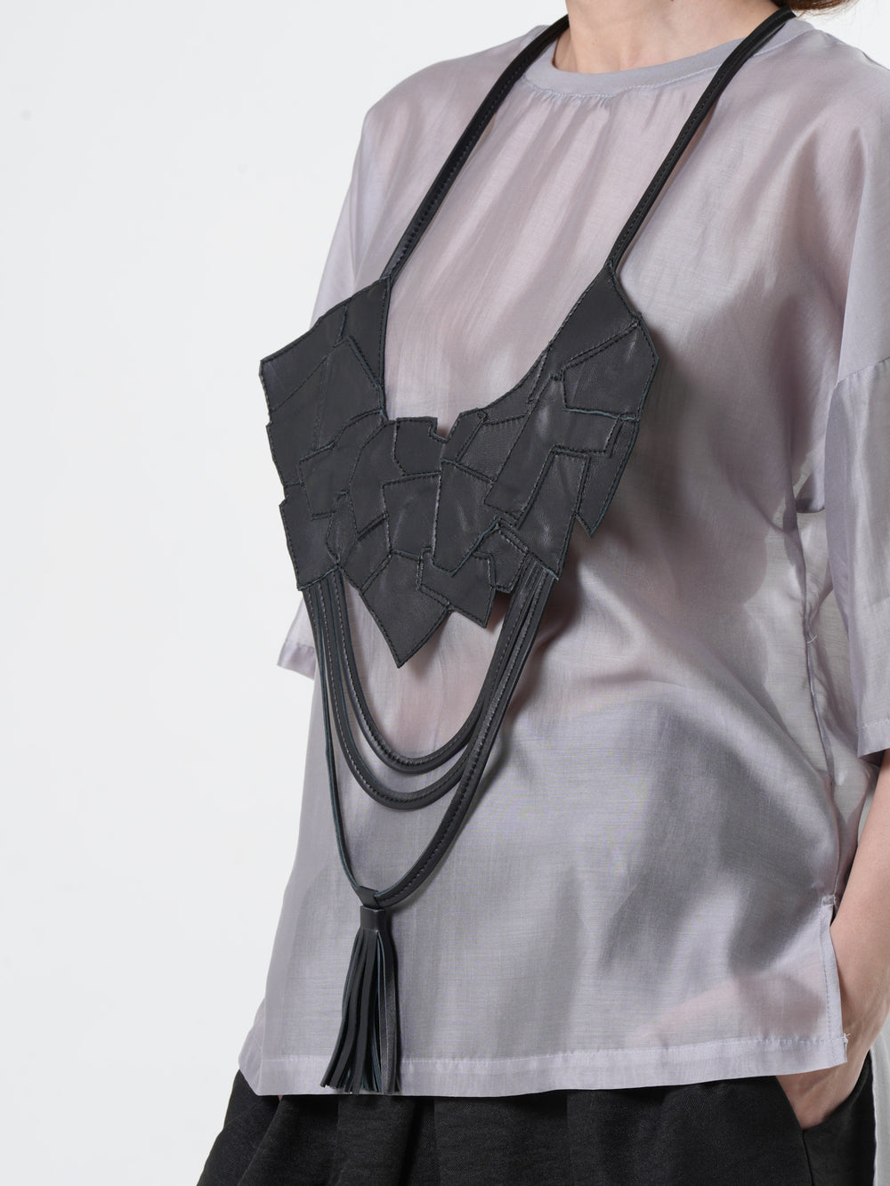 Black Genuine Leather Necklace