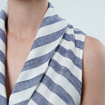 Sleeveless Top In White And Blue Stripes