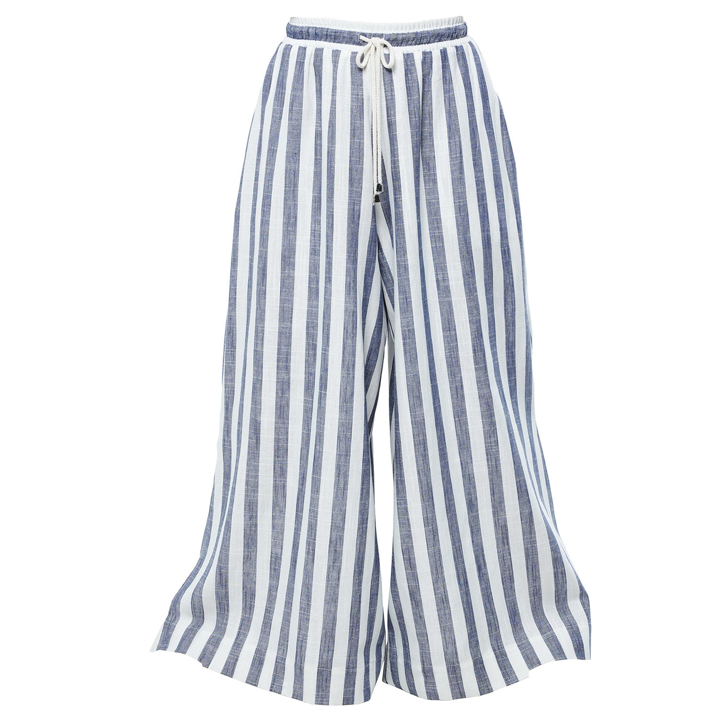 Striped Wide-Leg Linen Pants