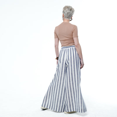 Striped Wide-Leg Linen Pants