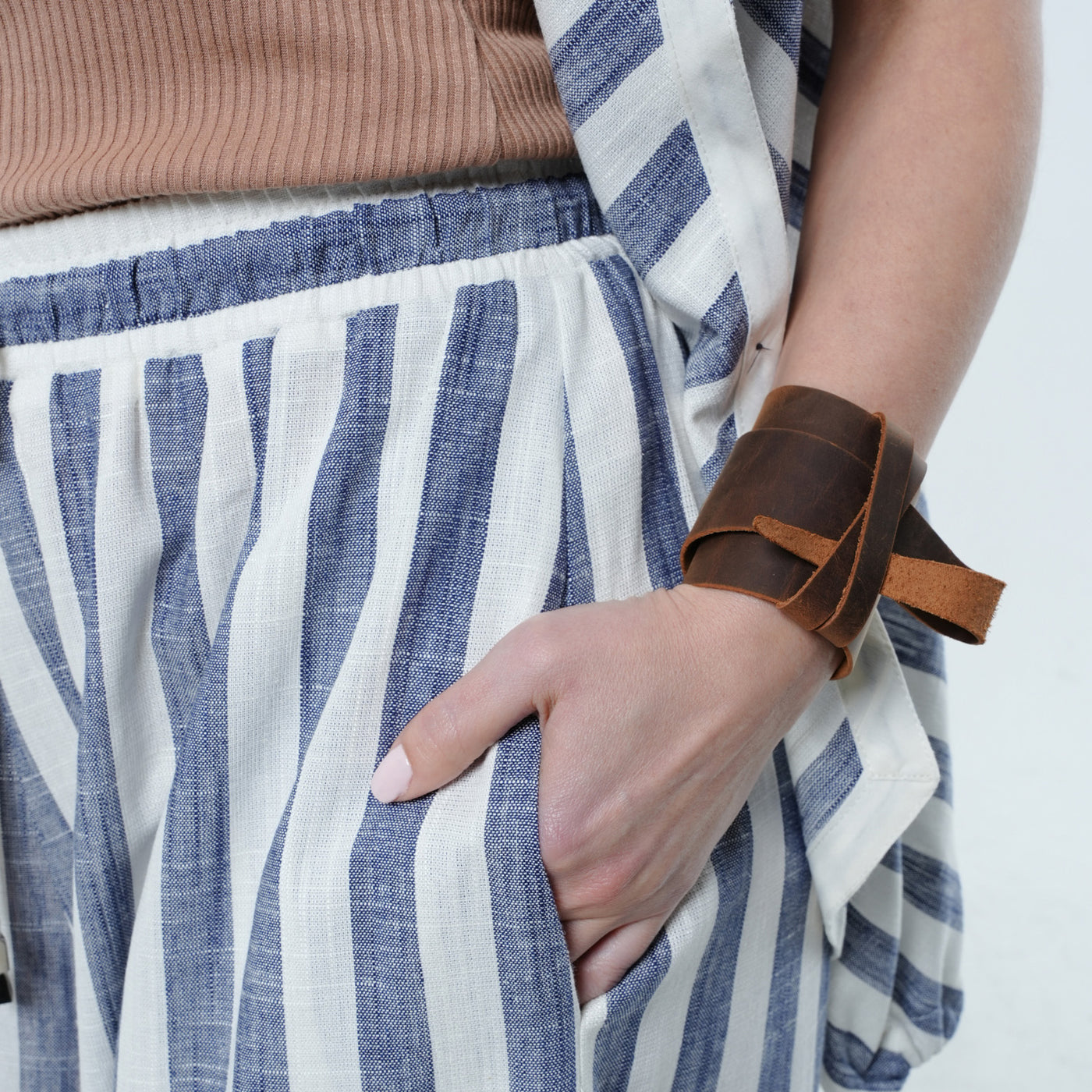 Striped Wide-Leg Linen Pants