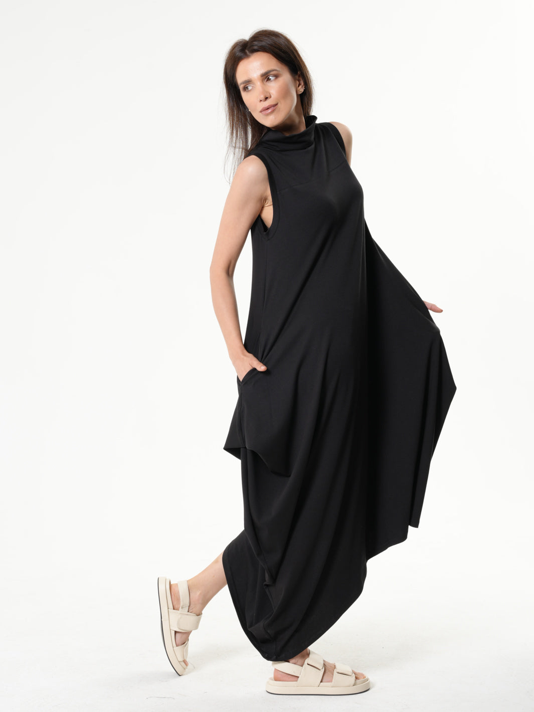 Sleeveless Cotton Dress In Black
