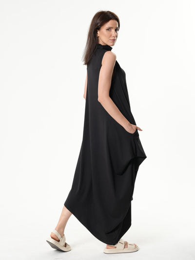 Sleeveless Cotton Dress In Black